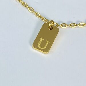 Initial Letter U Tag Necklace